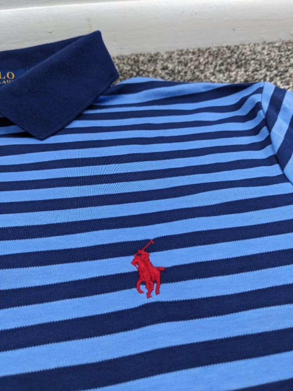 NWT Ralph Lauren Polo Shirt Soft Cotton Multi Blue Striped Mens Small $98